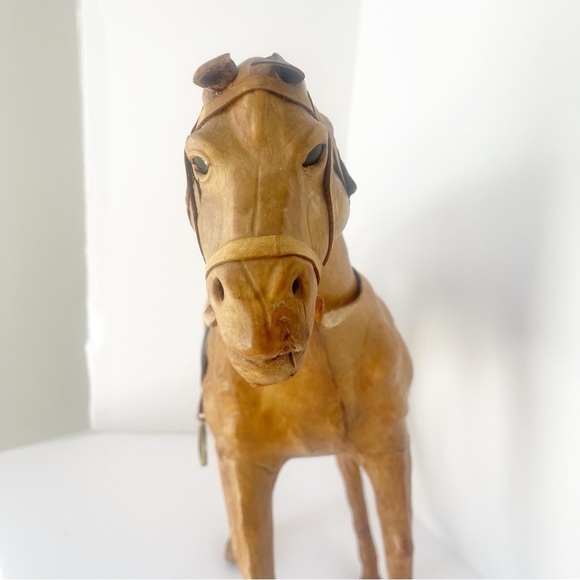 Vintage Leather Horse Sculpture - Picture 3 of 9
